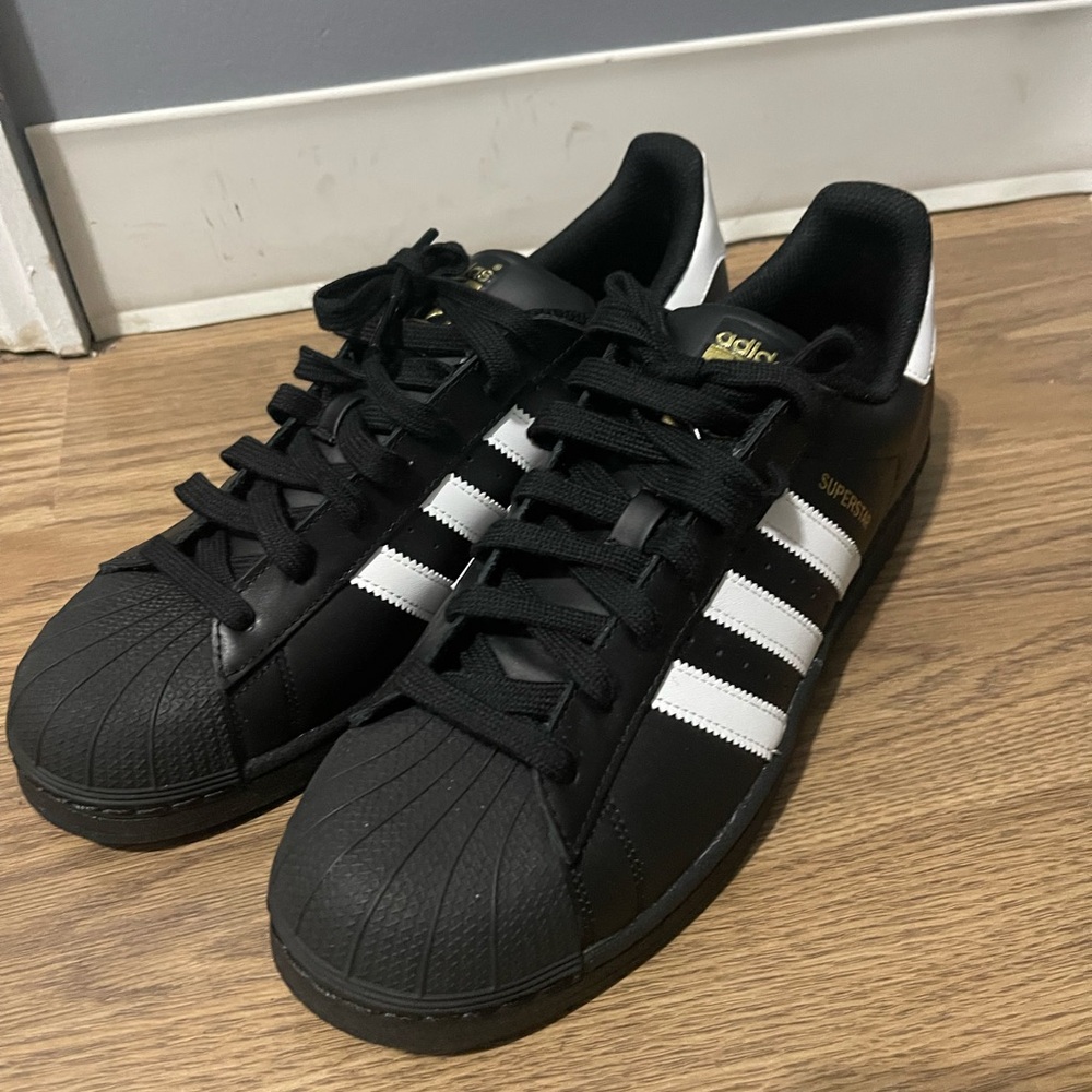 Black Adidas Superstar Sneakers - Classic Shell Toe Shoes